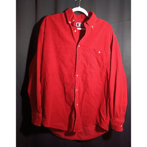 Vintage Sutter & Grant Red Corduroy Shirt L 90s Streetwear Holiday Grunge Retro